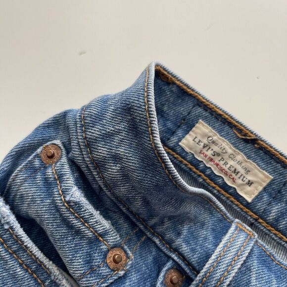 Levis Wedgie Skinny Ankle Jeans 28" Sz 26 Button Fly Mid Rise Distressed Denim - Picture 3 of 13